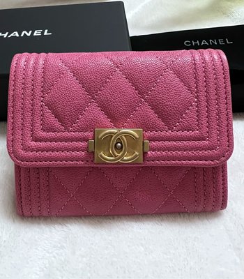 （已售出）Chanel 雙層 卡夾 卡包 零錢包 粉色 boy系列