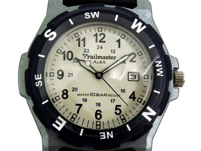 [專業模型] 軍錶 [ALBA 680155] 雅柏 石英軍錶[米白色面+日期]/中性/軍/潮錶[全新]