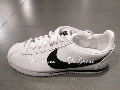 【Dr.Shoes 】Nike Cortez Leather 男鞋 白黑 皮革 阿甘 復古 749571-100