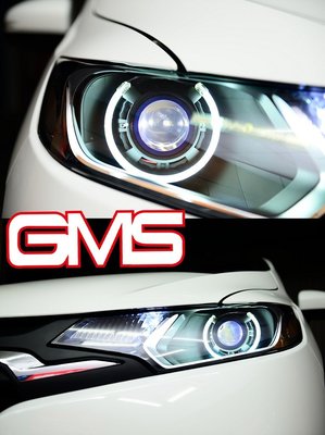 GAMMAS-HID 台中服務廠 HONDA FIT 3代 GMS六代遠近魚眼 霧燈魚眼 LED光圈 飾圈 燻黑