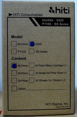 《嘉義批發》HiTi  S420 50張裝相紙列印包 -  (現貨供應) ~  相紙2盒