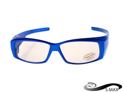 濾藍光送眼鏡盒 加寬型可包覆近視眼鏡於內 【S-MAX專業代理品牌】 包覆式濾藍光 +抗UV400+PC材質 寶藍款