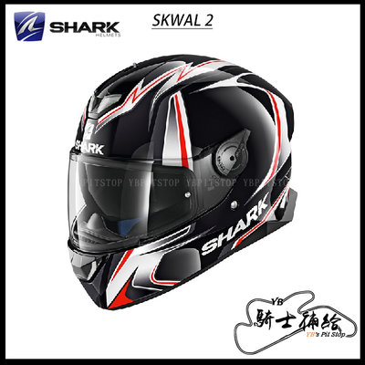 ⚠YB騎士補給⚠ SHARK SKWAL 2 Replica Sykes 黑白灰 全罩 安全帽 眼鏡溝 內墨片 LED