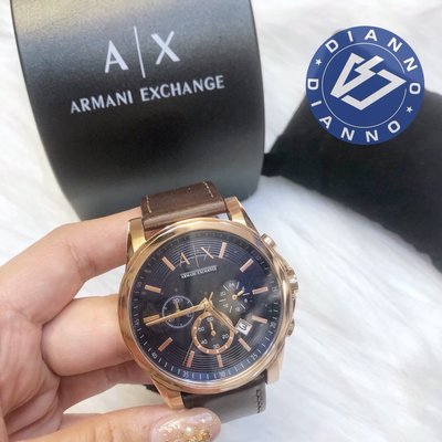 帝安諾-實體店面 AX  ARMANI EXCHANGE經典湛藍撞色復古手錶  三環 三眼 男女 皮錶帶 AX2508
