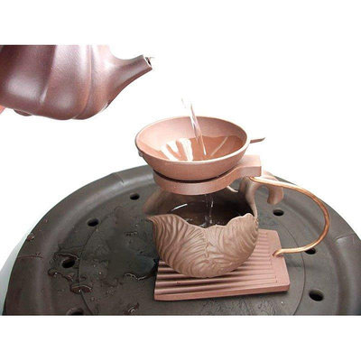 茶藝師 宜興 正品紫砂壺茶濾 特色紫砂茶漏 全手工紫泥銅把茶葉過濾器