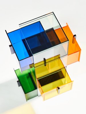 亞克力收納盒 盒抽屜式彩色梳妝臺香水桌面置物架超夯 精品