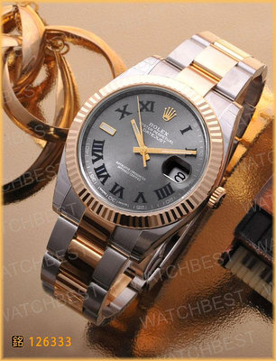 大銘腕錶 二手極新品 勞力士 ROLEX 蠔式 126333 灰面綠羅馬 41MM RX054109
