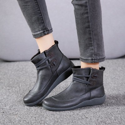 韓國女鞋~Women winter big size ankle boot warmth leather boot shoe 41