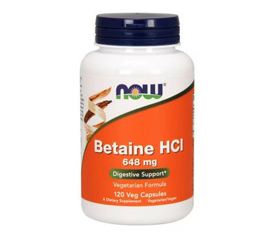 【美國原裝預購】Now Betaine HCI甜菜鹼鹽酸鹽 648 mg 120 粒植物膠囊