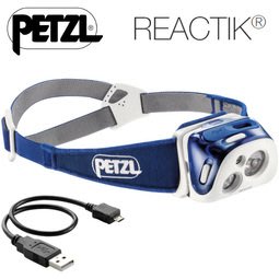 【PETZL】E92HMI 藍 REACTIK【220流明 / IPX4】自動調光 可充電LED感應式頭燈