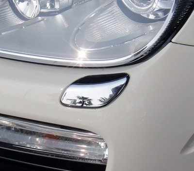 圓夢工廠 Porsche Cayenne 957 2006~2010 改裝 鍍鉻銀 前燈洗燈器飾蓋貼 前保桿噴水蓋飾貼