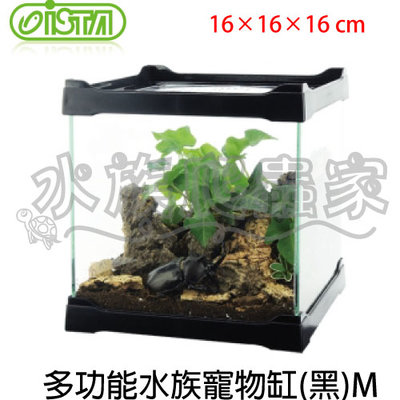 『水族爬蟲家』 伊士達 ISTA 多功能 水族 寵物缸 16×16×16cm 黑 M EI-067 玻璃缸 魚缸