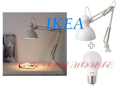 ╭☆凱薩小舖☆╮【IKEA】 TERTIAL工作燈組(白色+E27LED燈泡) 夾燈/聚光燈/台燈/檯燈/桌燈/多功能