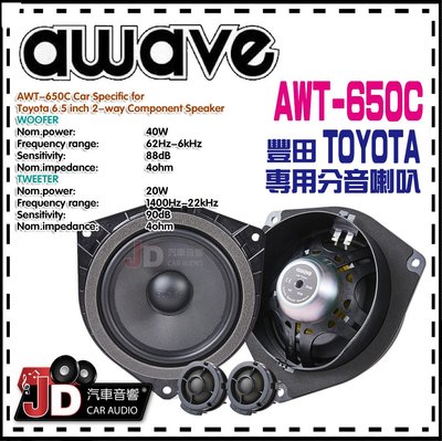 【JD汽車音響】德國愛威 awave AWT-650C 豐田 TOYOTA 專車專用分音喇叭／絕對美聲／JD汽車影音
