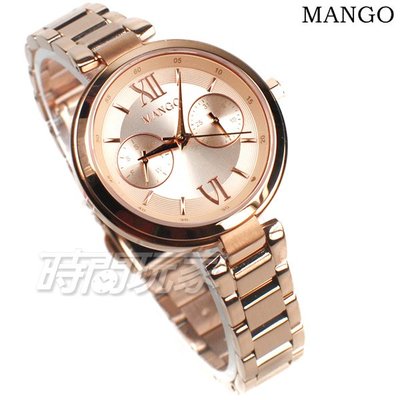 (活動價) MANGO 原廠公司貨 自信甜美 日系風格 雙環 不鏽鋼女錶 玫瑰金 MA6749L-RG【時間玩家】