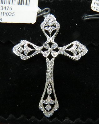 俐格鑽石珠寶批發 18K白金 鑽石墜子吊墜十字架 款號TP035 特價56,000 另售GIA鑽石裸鑽
