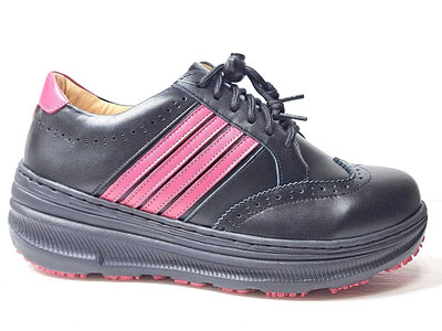 零碼鞋 9.5號 Zobr 路豹牛皮氣墊休閒鞋 Q535 黑桃色  特價:1390元 Q系列 超輕量鞋底台
