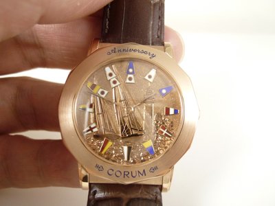 [卡貝拉精品交流] CORUM 崑崙錶 18k金 玫瑰金 手上鍊超薄機械錶 限量錶 40週年紀念 海軍上將