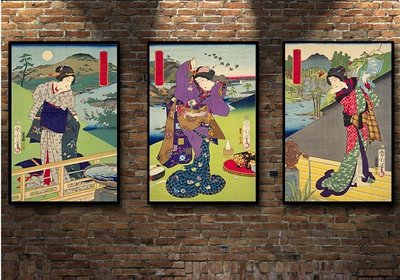 現代裝飾畫浮世繪日本風俗畫海報當世六玉顔豐原國周復古美人畫(多款可選)