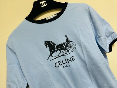 Celine 經典馬車 氣質上衣 T恤～ 百搭復古系 領口袖口可愛滾邊也顯瘦：）