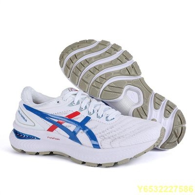 LitterJUN  ASICS/亞瑟士 GEL-NIMBUS 22 系列跑鞋 緩震跑步運動鞋 男女鞋 白藍紅 36-45