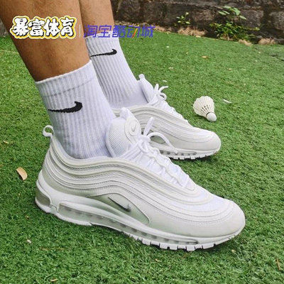 暴富體育Nike Air Max 97 純白子彈頭 全掌氣墊 跑步鞋921826-101