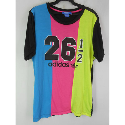 男 ~【ADIDAS】天藍色+粉紅色+螢光黃+黑色運動休閒T恤 S號(4A222)~99元起標~