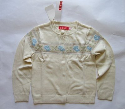 專櫃童裝[ELLE]女童米白色長袖毛線外套(編號517-4)~120CM