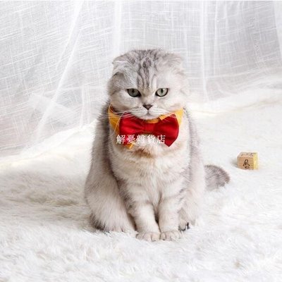 寵物貓咪 英倫紳士領結 狗領帶 婚禮紅色蝴蝶結 項圈泰迪比熊領結飾品 領花拼色-解憂雜貨店