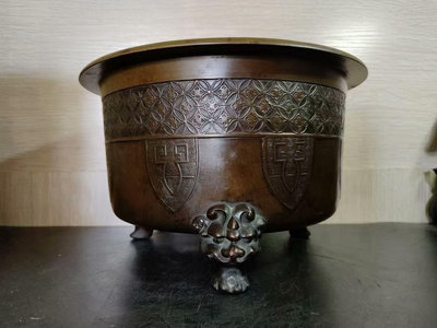 【二手】日本銅火缽 銅器 擺件 舊貨 【古物流香】-137