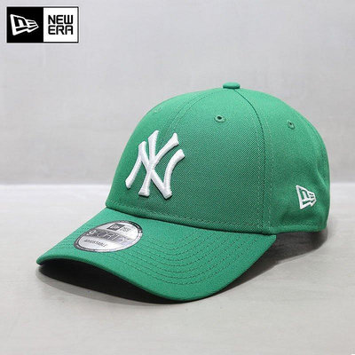 UU代購#NewEra帽子韓國MLB棒球帽硬頂大標NY洋基隊9FORTY鴨舌帽潮牌綠色