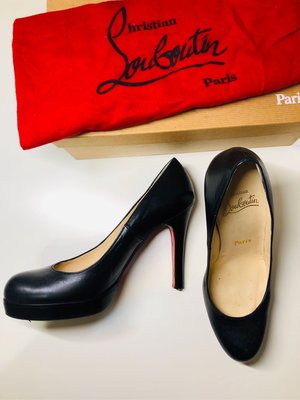 Christian Louboutin 紅底鞋 黑色 經典款 高跟鞋 細跟鞋 11公分 37.5 23.5-24