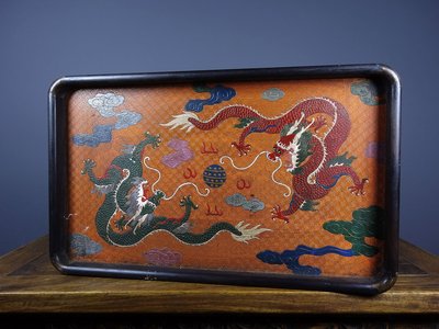 金小鋪 舊藏紫檀木鑲嵌漆雕彩繪盤子茶盤果盤中古輕奢 GH
