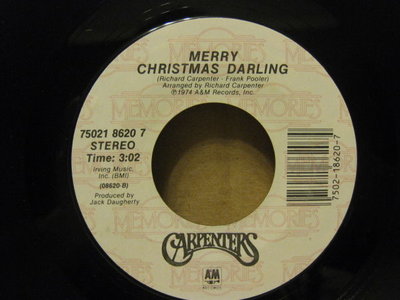 45轉美版黑膠唱片(7吋)*A&M*卡本特兄妹(Carpenters) -Christmas Song/Merry X