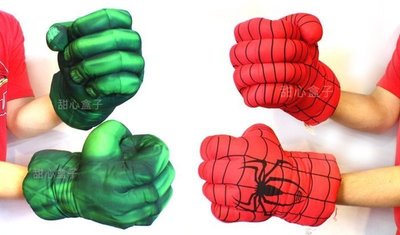 ☆小不點日舖☆(一對)復仇者聯盟 萬聖節 聖誕節 綠巨人 浩克 蜘蛛人 拳擊手套 拳頭 玩具手套 英雄 變裝 派對 道具