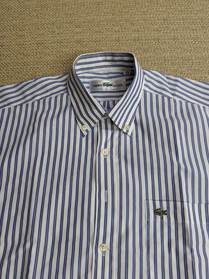 made in France Chemise Lacoste 法國製造 藍白色短袖襯衫 上班襯衫