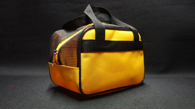 DJE-05 馬卡龍色餐袋 國小餐具袋 幼兒園餐具袋 大面積網面設計 可裝便當盒 黃色+黑上網