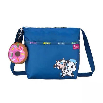 新款熱銷 Lesportsac x tokidoki 公仔系列 7562 藍色糖心宇宙 單肩斜背包休閒降落傘防水 輕便 輕量 限量