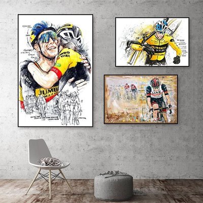熱銷 客廳裝飾畫手繪環法自行車戶外運動騎行壁畫俱樂部腳踏車單車掛畫*