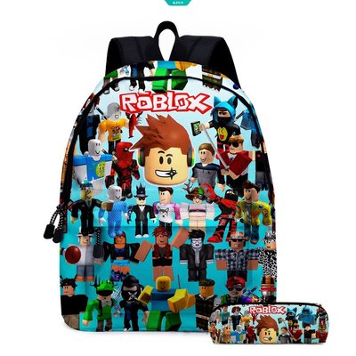 卡通遊戲 Roblox 3D 打印兒童背包男孩女孩背包套裝青少年防水書包 2 件 / 套背包 + 筆袋 [樂趣] 收納包