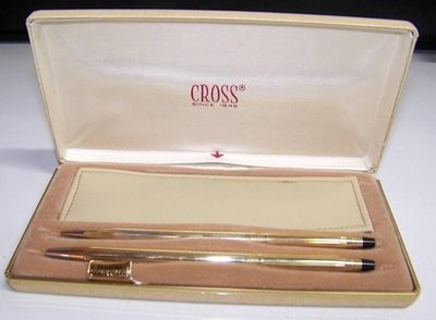 【CROSS】世紀系列 美國製10K包金無夾對筆(女用原子筆與自動鉛筆)/套 --兩支美國高仕金筆喔！
