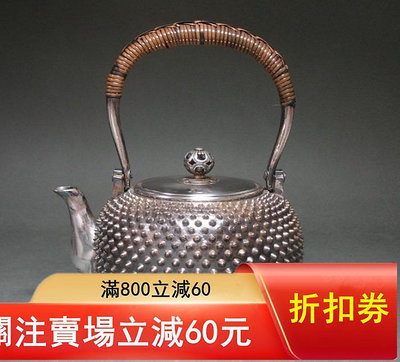 二手 茶壺鐵壺明治時期老銀壺銀瓶湯沸煎茶器日本金工名家義秀作茶器茶