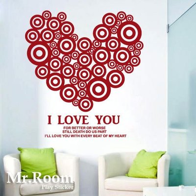 ☆ Mr.Room 空間先生創意 壁貼 愛心普普風 (PO015)  牆貼 貼紙 藝術 歐式 婚禮佈置 電腦割圖