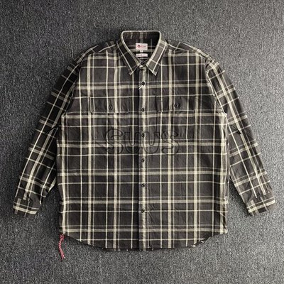 KIKI精選 折扣現貨 BEAMS JAPAN日產小紅繩寬松法蘭絨格子休閑長袖襯衫外套