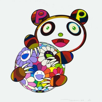 村上隆A Panda Cub Hugging a Ball of Flowers, 2020 全球限量100版 絲綢版畫
