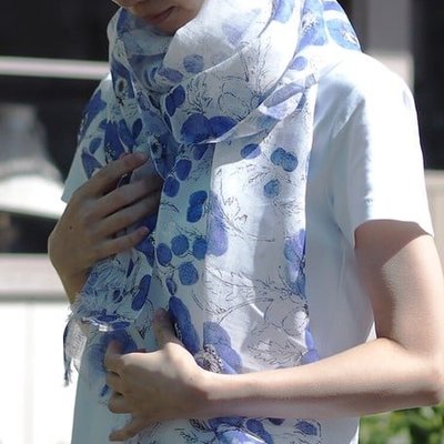 日本製～ maison blanche 抗UV 亞麻 長圍巾