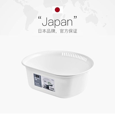 特賣-瀝水籃日本Asvel 洗菜盆瀝水籃廚房濾水籃家用瓜果蔬菜籃子塑料方形進口