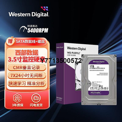 WD/西部數據 WD11PURZ 西數1T監控硬碟 紫盤1TB桌機械硬碟SATA3