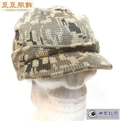 針織毛線帽鴨舌帽保暖厚實款灰色數位迷彩清倉商品特價出清-豆豆服飾