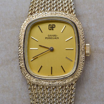 《寶萊精品》GP 芝柏表金黃方橢圓手動機械女子錶